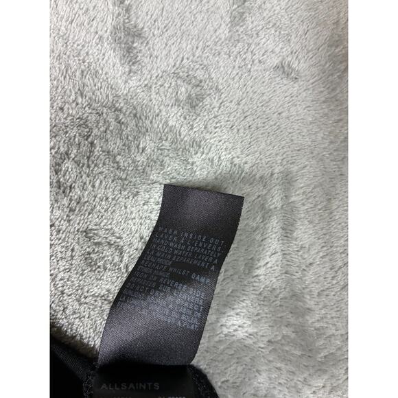 Allsaints Marilla Dress 8 Black Bodycon Ruched Thin Minimal Stretchy Gathered - Picture 15 of 16